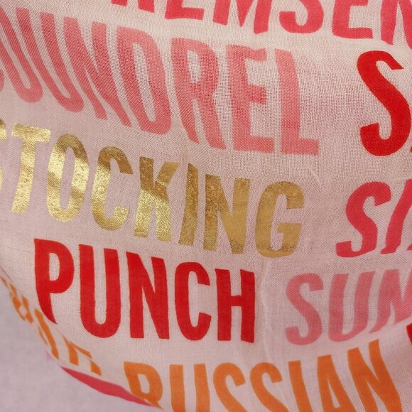 Kate Spade All That Glitters Cocktails Drink Scarf Pink Gold Metallic 80"x30" - Picture 11 of 15